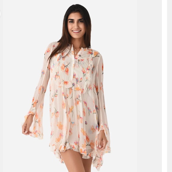 Zadig & Zoltaire - Rackel Courtney Floral Long Sleeve Mousseline Shift Dress - Picture 1 of 10